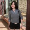 Áo Kiểu Phối Cổ Sơ Mi Caro Tay Lửng - Cô Ba Shop