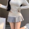 Chân váy nữ xếp ly màu xám