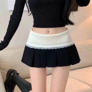 Chân váy nữ xếp ly màu đen