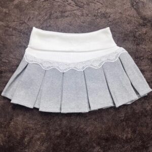 Chân váy nữ xếp ly màu xám tại Cô Ba Shop