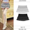 Chân váy cạp thấp Lookme xếp ly dáng chữ xòe 2 màu xám-đen