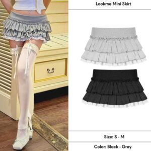 Chân váy cạp thấp Lookme xếp ly dáng chữ xòe 2 màu xám-đen