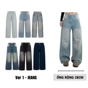 Quần Jean Ống Suông wash màu tôn dáng form unisex nam nữ - CoBaShop