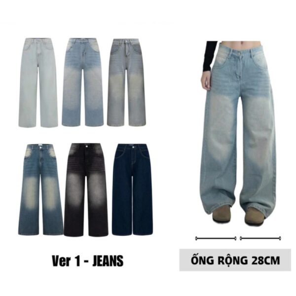 Quần Jean Ống Suông wash màu tôn dáng form unisex nam nữ - CoBaShop