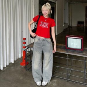 Quần Jean Ống Suông wash màu tôn dáng form unisex nam nữ - CoBaShop