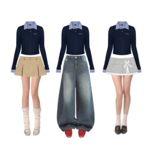 Áo thun polo phối sơ mi sọc caro tay dài thu đông WAVY thêu chữ - CoBaShop