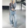 Quần Jean Ống Suông wash màu tôn dáng form unisex nam nữ - CoBaShop