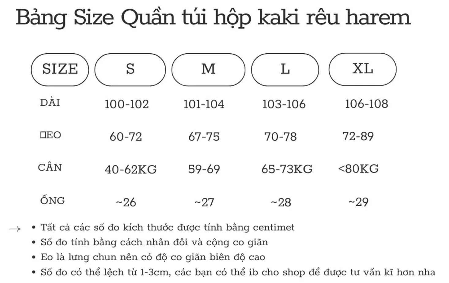 Quần Kaki Túi Hộp Harem Nam Nữ Ống Rộng TheCotton Quần Cargo Chun Sau Vải Mịn Unisex Màu Rêu* Chi tiết sản phẩm Quần kaki nữ túi hộp ống suông