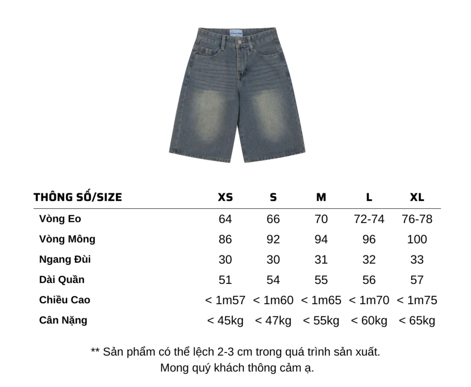 Quần Short Jeans lửng wash cạp thấp ống rộng form unisex nam nữ - CoBaShop