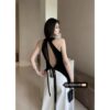 Áo Len Hở Lưng Thắt Eo Dây Đeo Cổ Tank Top - CoBaShop