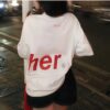 Áo thun COUPLE "HERHIM" basic chất cotton 100% 2 chiều oversize nam nữ