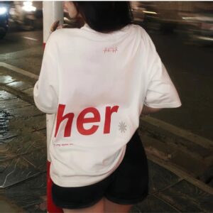 Áo thun COUPLE "HERHIM" basic chất cotton 100% 2 chiều oversize nam nữ
