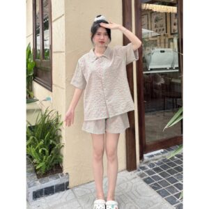 Bộ Đồ Ngủ Caro (Tặng Kèm Charm) nhiều màu mặc nhà mùa hè, chất liệu cotton xốp (có size đến 80kg) - CoBaShop