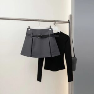 CHÂN VÁY NGẮN DẬP XẾP LY NỮ TÍNH VẢI LINEN THÁI CÓ LÓT TRONG - CoBaShop