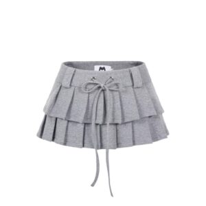 CHÂN VÁY NỈ XẾP LY 2 TẦNG PHỐI DÂY - CoBaShop