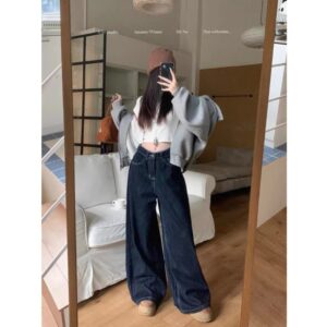 Quần Jean Ống Siêu Rộng Màu Xanh Than Hàng QC Chất mềm - CoBaShop