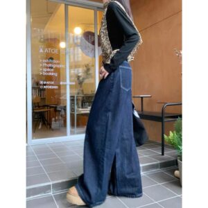 Quần Jean Ống Siêu Rộng Màu Xanh Than Hàng QC Chất mềm - CoBaShop