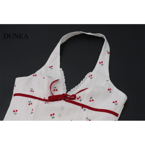 Đầm Dây In Cherry Cổ V Deep Quyến Rũ - CoBaShop