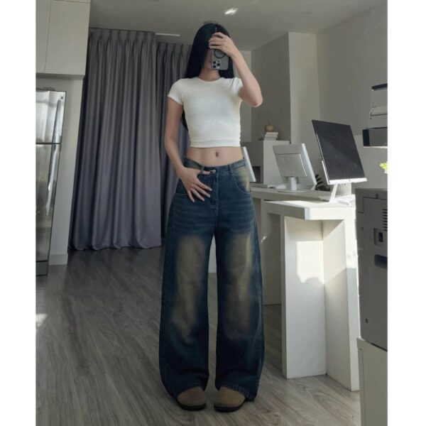 Quần Jeans Wash cạp cao Ống Rộng tôn dáng form thụng unisex nam nữ - CoBaShop