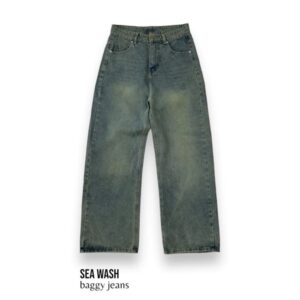 Quần jeans xanh wash ống siêu to - CoBaShop