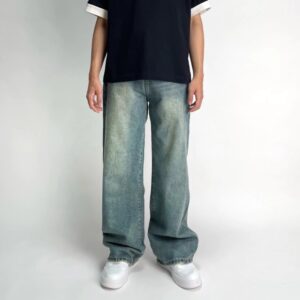 Quần jeans xanh wash ống siêu to - CoBaShop