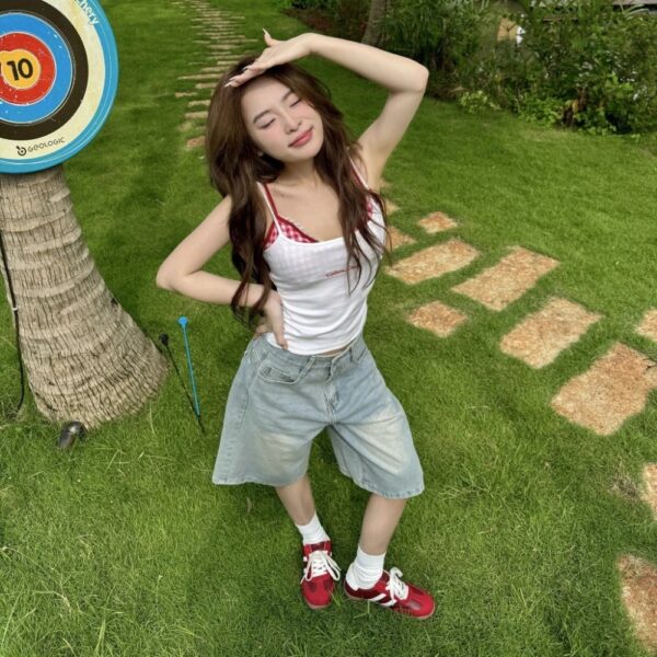 Quần Short Jeans lửng wash cạp thấp ống rộng form unisex nam nữ - CoBaShop