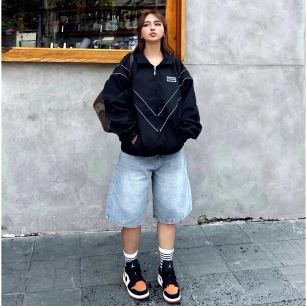 Quần Short Jeans lửng wash cạp thấp ống rộng form unisex nam nữ - CoBaShop