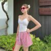 Quần short sọc caro đỏ đi biển style năng động style - CoBaShop