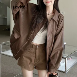 Áo khoác da khóa kéo trơn đơn giản cho nữ - CoBaShop