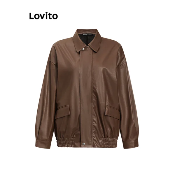 Áo khoác da khóa kéo trơn đơn giản cho nữ - CoBaShop