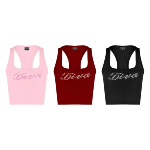 Áo ba lỗ nữ DIVA đính đá lấp lánh form croptop ôm body tôn dáng
