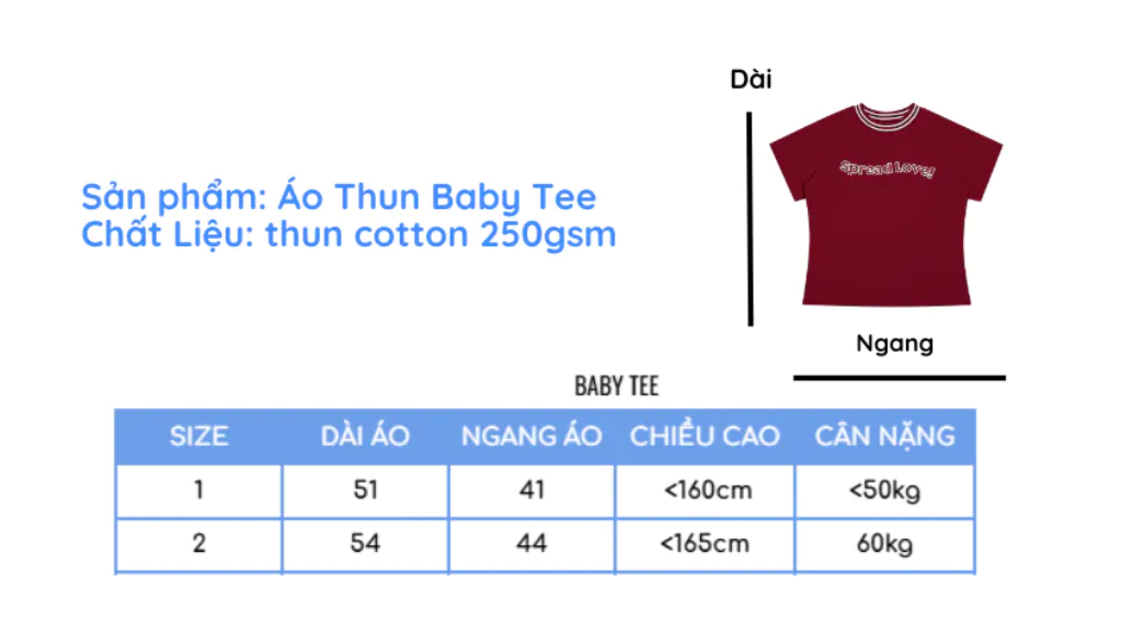 Áo Thun Baby Tee Pread Love Chất Cotton Phối Cổ Viền 4 Màu - CoBaShop