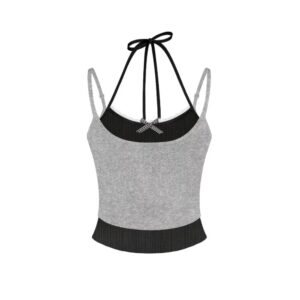 Áo hai dây Kill System cột nơ phối màu Tiffany chất thun co giãn - CoBaShop