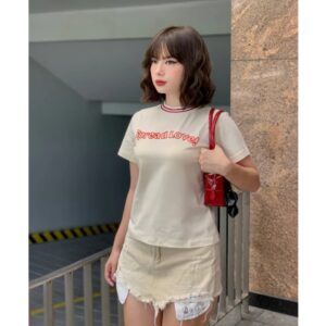 Áo Thun Baby Tee Pread Love Chất Cotton Phối Cổ Viền 4 Màu - CoBaShop