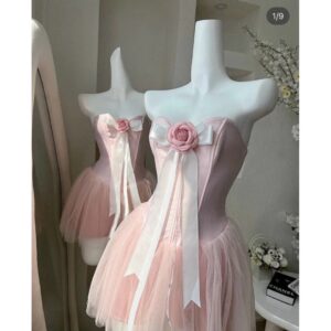 Đầm thiết kế cúp ngực dáng xoè chất tafta ánh kim đầm dự tiệc sang trọng - CoBaShop