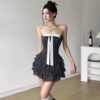 Đầm Váy Cúp Ngực Phối Nơ Ngực Bèo Tầng - CoBaShop