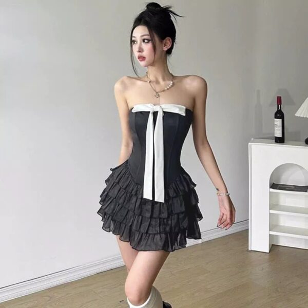 Đầm Váy Cúp Ngực Phối Nơ Ngực Bèo Tầng - CoBaShop