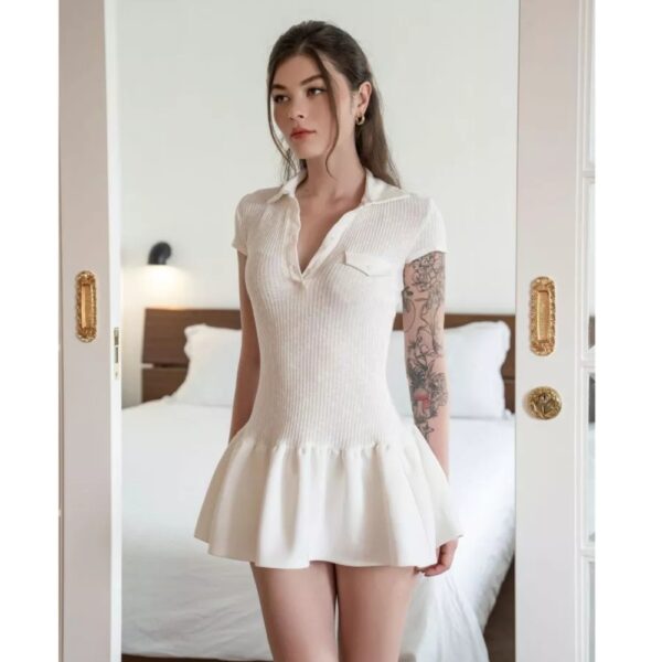Đầm Xòe Cổ Polo Thun Ôm Tặng Kèm Quần Bảo Hộ - CoBaShop