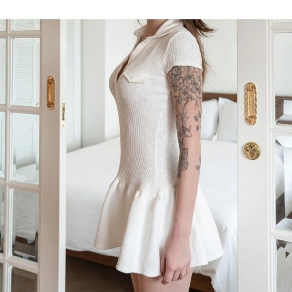 Đầm Xòe Cổ Polo Thun Ôm Tặng Kèm Quần Bảo Hộ - CoBaShop