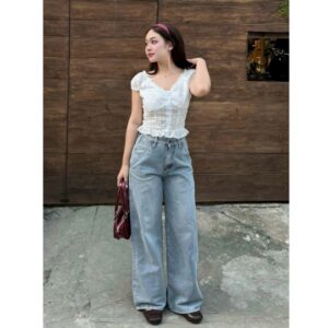 Quần Jeans Ống Rộng Tôn Dáng Quần Bò Wash Màu Unisex Thời Trang Nam Nữ - CoBaShop