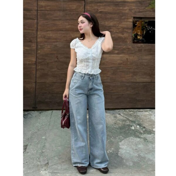 Quần Jeans Ống Rộng Tôn Dáng Quần Bò Wash Màu Unisex Thời Trang Nam Nữ - CoBaShop