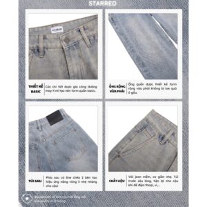 Quần Jeans Ống Rộng Tôn Dáng Quần Bò Wash Màu Unisex Thời Trang Nam Nữ - CoBaShop