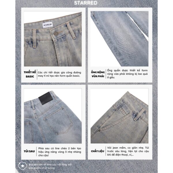 Quần Jeans Ống Rộng Tôn Dáng Quần Bò Wash Màu Unisex Thời Trang Nam Nữ - CoBaShop